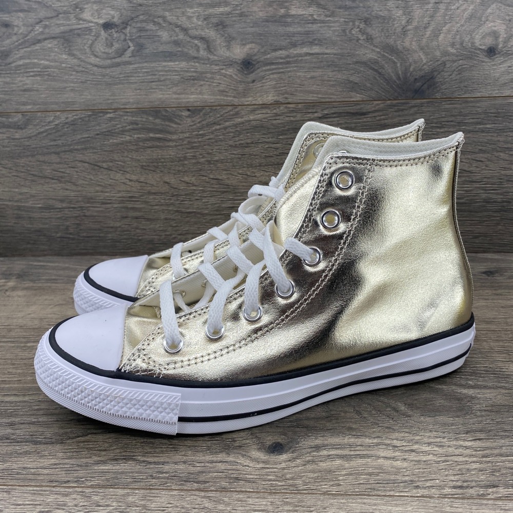Converse Chuck Taylor All Star Womens 8 Gold Metallic High Top A17983C Sneaker